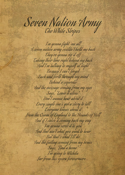 The White Stripes Seven Nation Army Lyrics Art Print | RedKalion