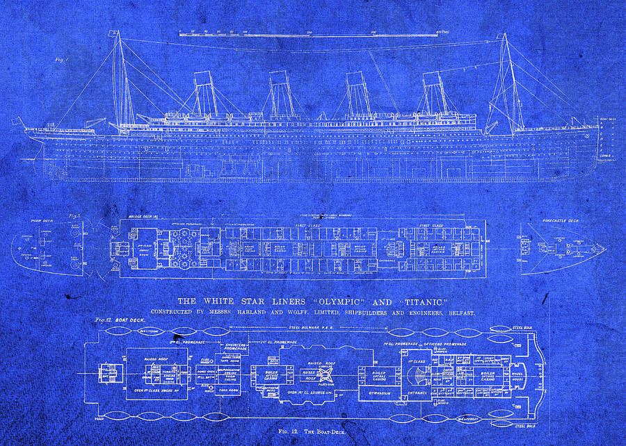 Titanic Blueprints Art Print | Premium Historical Blueprint Reproduction | RedKalion