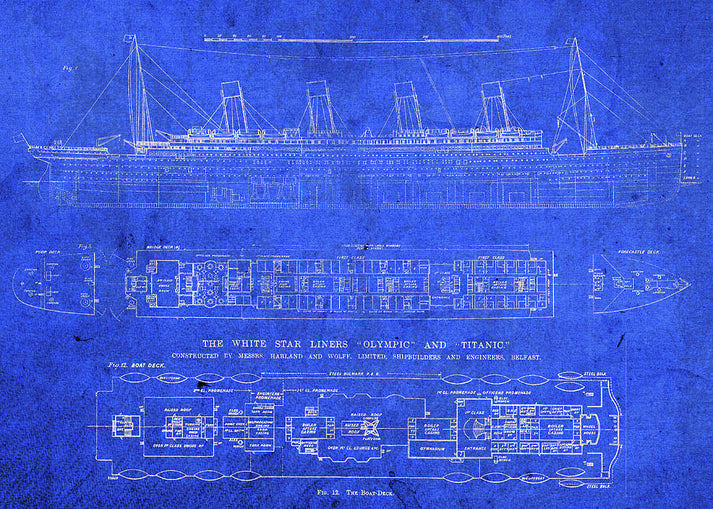 Titanic Blueprints Art Print | Premium Historical Blueprint Reproduction | RedKalion