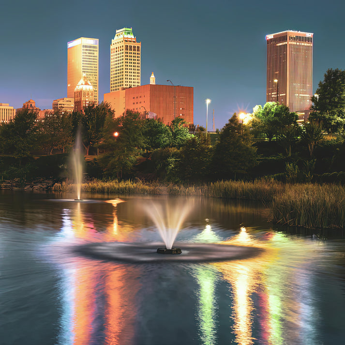 Tulsa Skyline Art Print | Downtown Oklahoma Over Centennial Park Lake | RedKalion