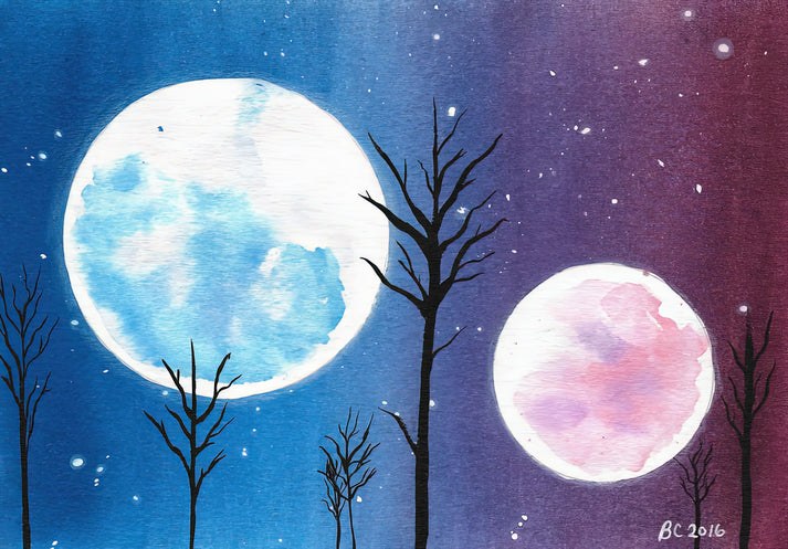 Twin Moons Art Print | Museum-Quality Fine Art Print | RedKalion
