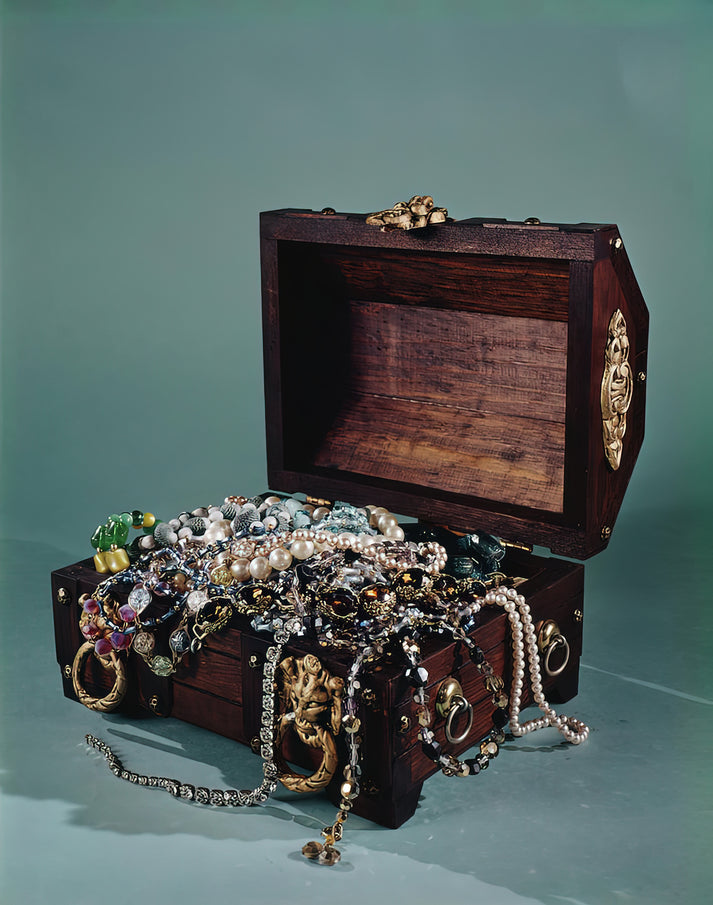 Vintage Treasure Art Print | 1960s Still Life of Open Treasure Chest | RedKalion