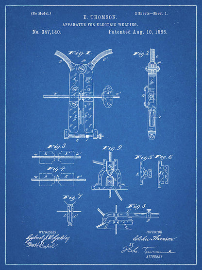 Welding Blueprints: 1886 Electric Welding Machine Patent Art Print | RedKalion