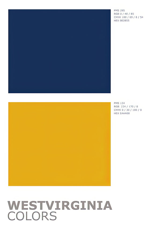 West Virginia University Colors: Official Team Palette Art Print | RedKalion