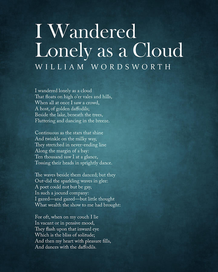 William Wordsworth Poems Art Print | I Wandered Lonely as a Cloud Typography | RedKalion