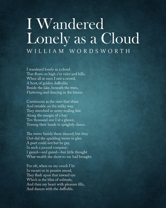 William Wordsworth Poems Art Print | I Wandered Lonely as a Cloud Typography | RedKalion