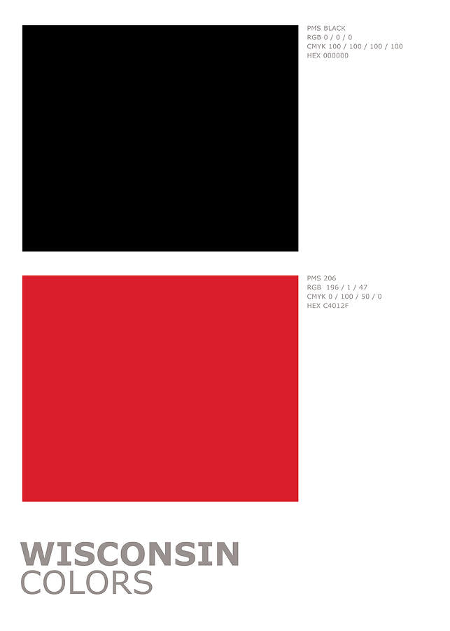 Wisconsin Colors Art Print | University Palette Minimalist Fine Art Print | RedKalion