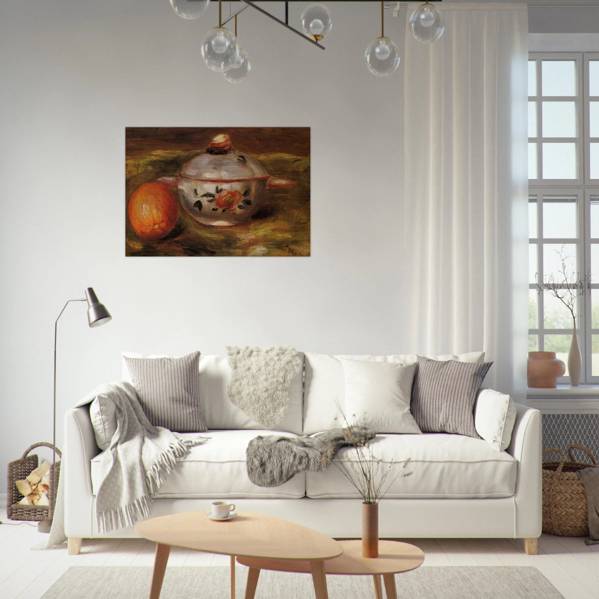 Still Life with Orange and Sugar Bowl - Pierre-Auguste Renoir Brushed Aluminum Print - 70x100 cm / 28x40 inches | Pierre-Auguste Renoir Aluminum Print | Pierre-Auguste Renoir Prints