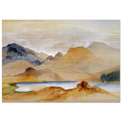 Cinnabar Mountain, Yellowstone River watercolour - Thomas Moran Brushed Aluminum Print - 70x100 cm / 28x40 inches | Thomas Moran Aluminum Print | Thomas Moran Prints