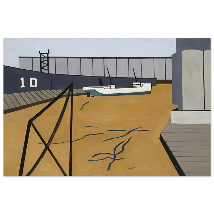 Boat and Grain Elevators - 1942 - Ralston Crawford Art Prints - 100x150 cm / 40x60″ inches | Ralston Crawford Poster | Ralston Crawford Prints
