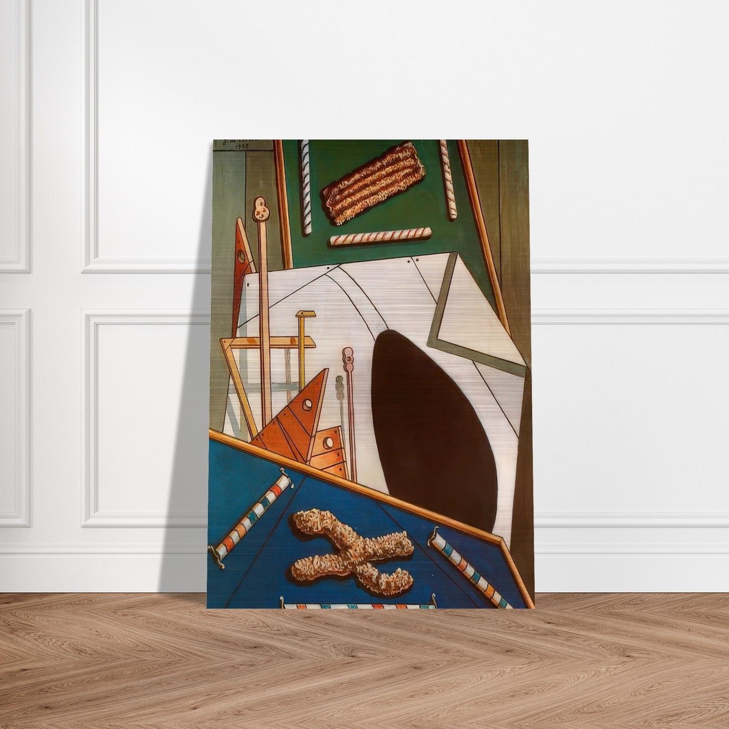 METAPHYSICAL INTERIOR WITH BISCUITS - Giorgio de Chirico Brushed Aluminum Print - 70x100 cm / 28x40 inches | Giorgio de Chirico Aluminum Print | Giorgio de Chirico Prints