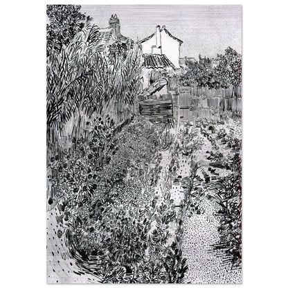 The Garden with Flowers - Vincent van Gogh Brushed Aluminum Print - 70x100 cm / 28x40 inches | Vincent van Gogh Aluminum Print | Vincent van Gogh Prints
