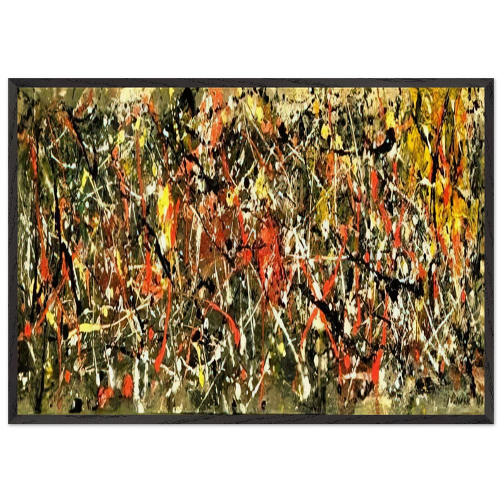 NUMBER 25 - Jackson Pollock 70x100 cm / 28x40 inches Framed Art Print – Black Wooden Frame