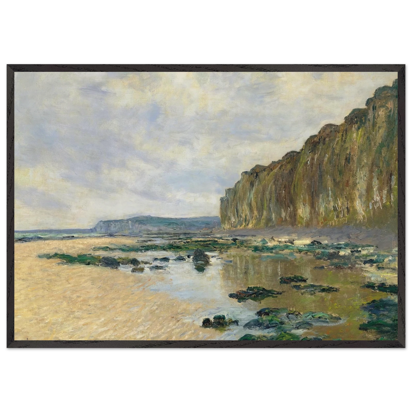 Low Tide at Varengeville - claude monet 70x100 cm / 28x40 inches Framed Art Print – Black Wooden Frame