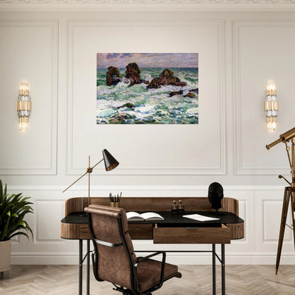 THE ROCKS 1908 - Theo van Rysselberghe Brushed Aluminum Print - 70x100 cm / 28x40 inches | Theo van Rysselberghe Aluminum Print | Theo van Rysselberghe Prints