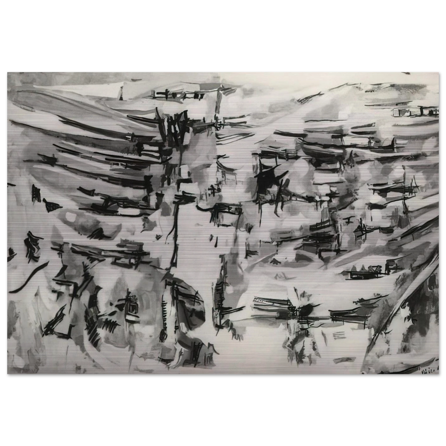 Composition - 1955 - Maria Helena Vieira da Silva Brushed Aluminum Print - 70x100 cm / 28x40 inches | Maria Helena Vieira da Silva Aluminum Print | Maria Helena Vieira da Silva Prints