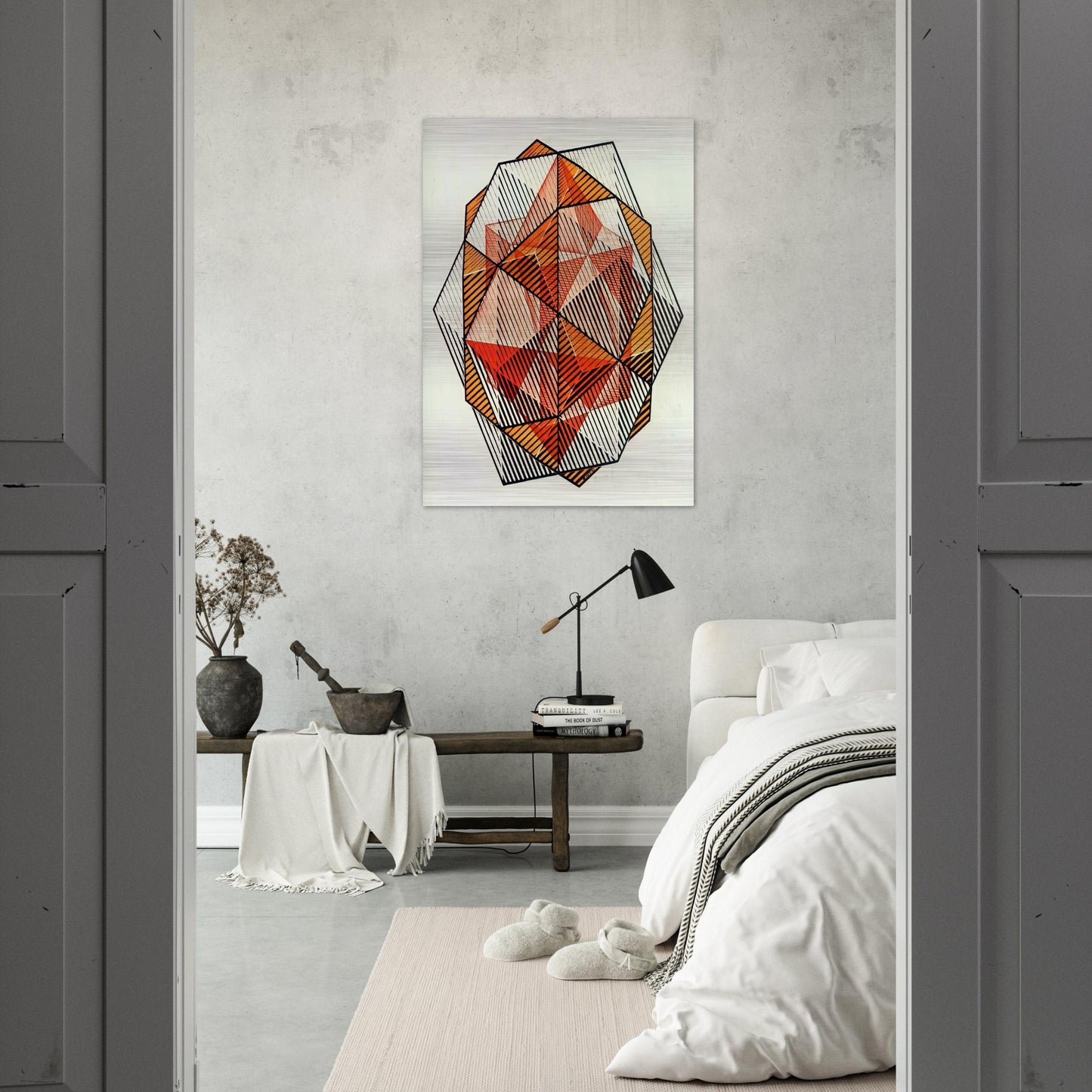 FOUR REGULAR SOLIDS - MC Escher Brushed Aluminum Print - 70x100 cm / 28x40 inches | MC Escher Aluminum Print | MC Escher Prints