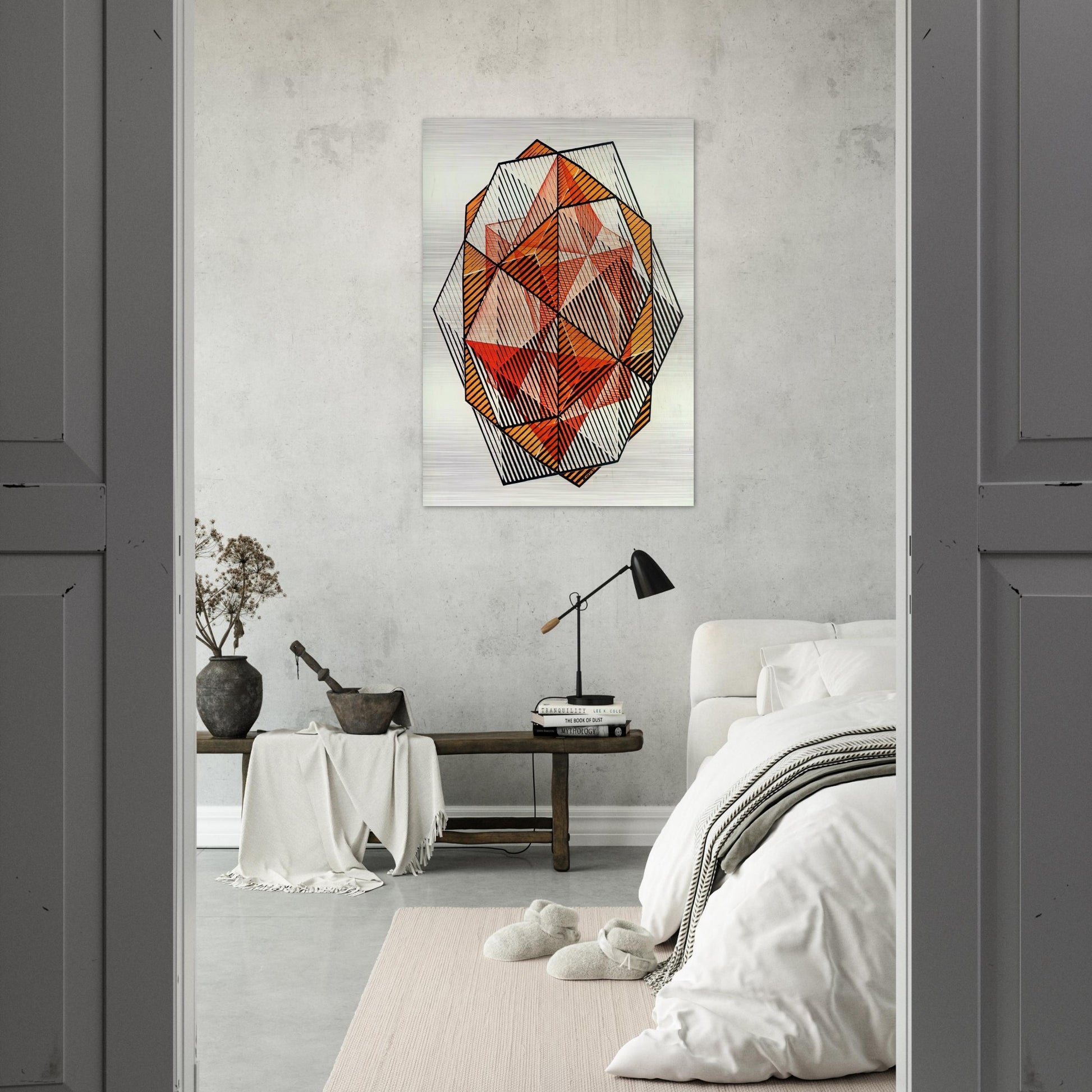 FOUR REGULAR SOLIDS - MC Escher Brushed Aluminum Print - 70x100 cm / 28x40 inches | MC Escher Aluminum Print | MC Escher Prints