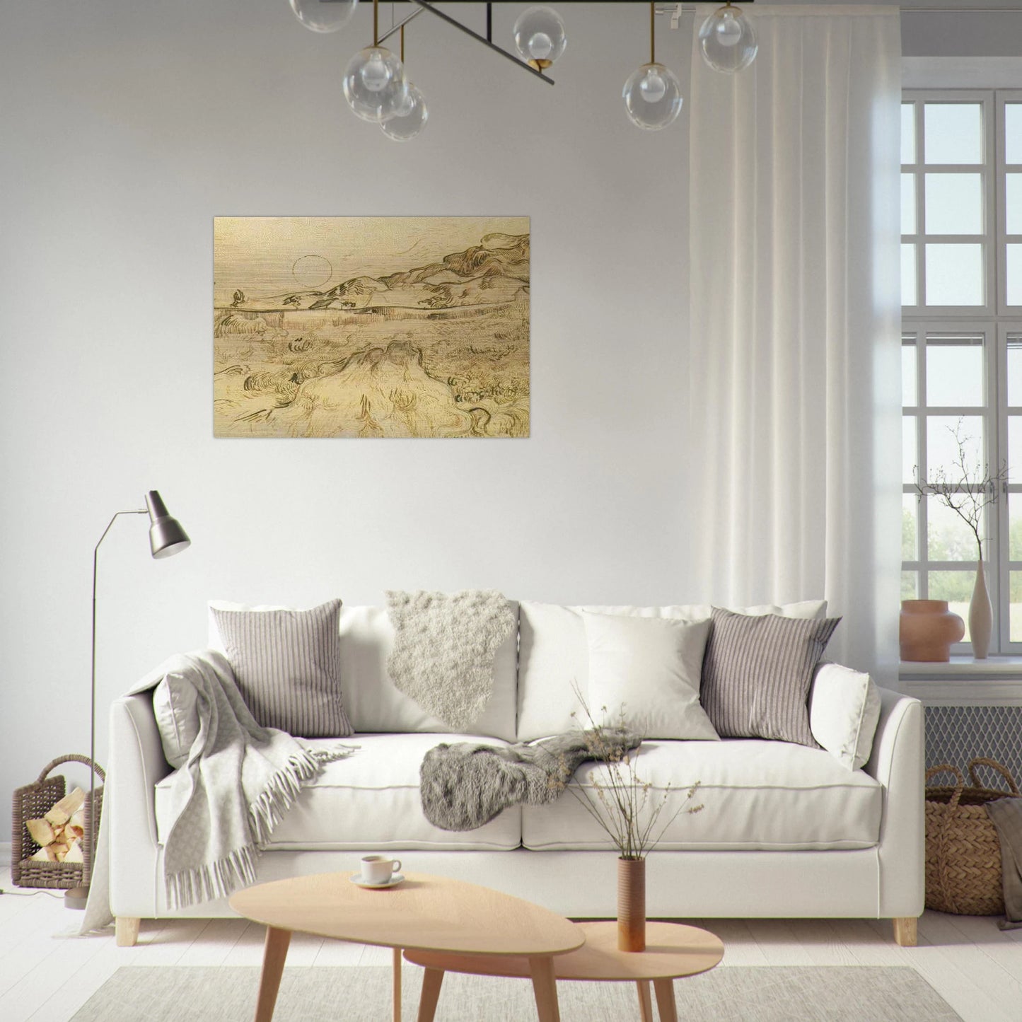 Enclosed Wheat Field with Reaper - Vincent van Gogh Brushed Aluminum Print - 70x100 cm / 28x40 inches | Vincent van Gogh Aluminum Print | Vincent van Gogh Prints