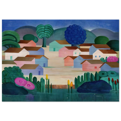 Landscape with Sixteen Houses - Tarsila do Amaral Brushed Aluminum Print - 70x100 cm / 28x40 inches | Tarsila do Amaral Aluminum Print | Tarsila do Amaral Prints