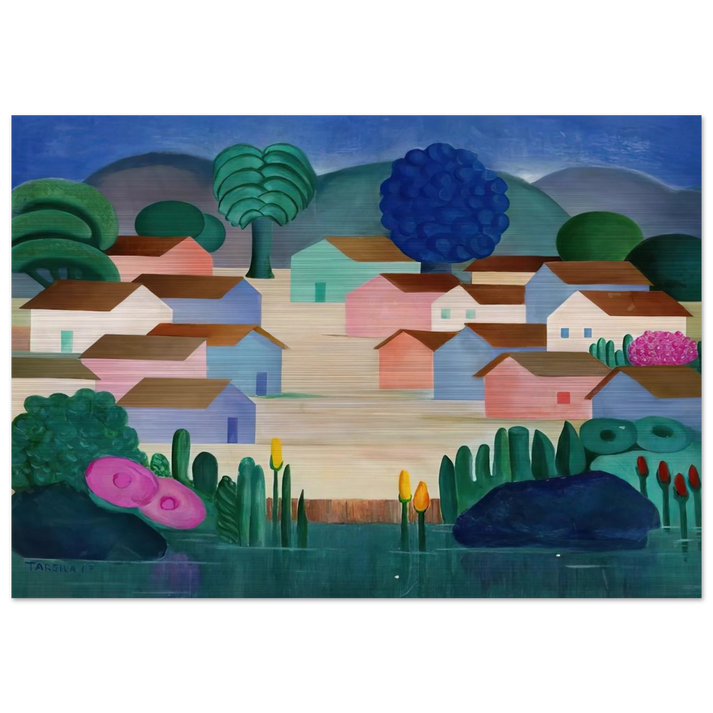 Landscape with Sixteen Houses - Tarsila do Amaral Brushed Aluminum Print - 70x100 cm / 28x40 inches | Tarsila do Amaral Aluminum Print | Tarsila do Amaral Prints