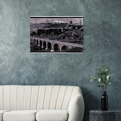 RANDAZZO AND MOUNT ETNA SICILY JANUARY 1933 1933 - MC Escher Brushed Aluminum Print - 70x100 cm / 28x40 inches | MC Escher Aluminum Print | MC Escher Prints | Maurits Cornelis Escher Prints