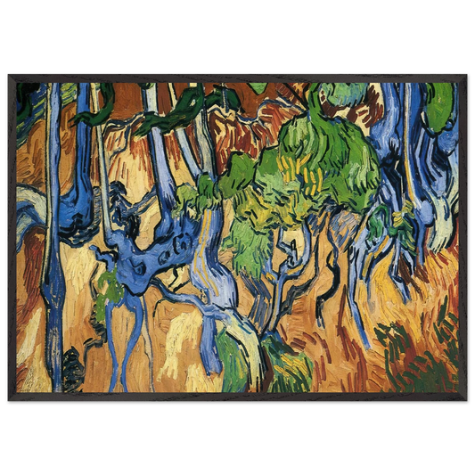 Tree roots - Vincent van Gogh 70x100 cm / 28x40 inches Framed Art Print – Black Wooden Frame