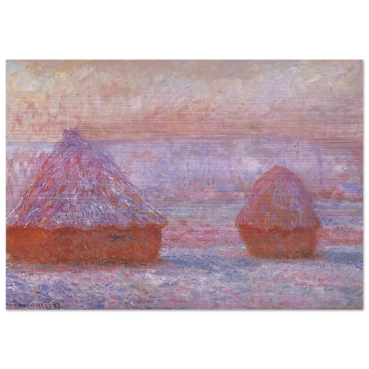 Grainstacks at Giverny, Morning Effect - claude monet Brushed Aluminum Print - 70x100 cm / 28x40 inches | claude monet Aluminum Print | claude monet Prints