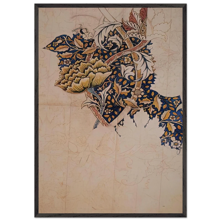 DESIGN FOR WINDRUSH PRINTED TEXTILE 1883 - William Morris 70x100 cm / 28x40 inches Framed Art Print – Black Wooden Frame