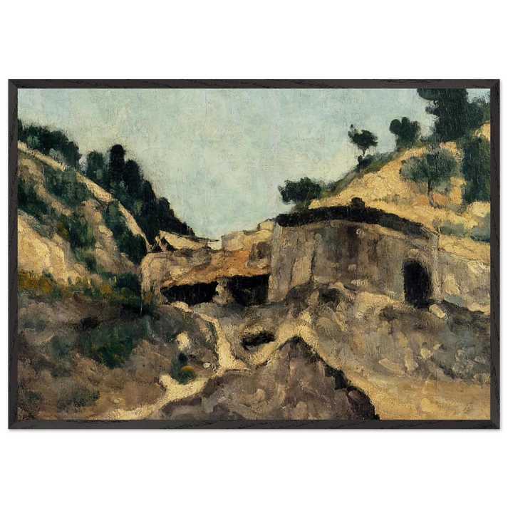 Landscape with Watermill - Paul Cezanne 70x100 cm / 28x40 inches Framed Art Print – Black Wooden Frame