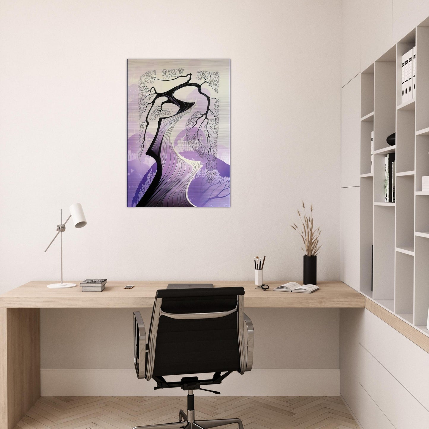 Carmel Cypress - Eyvind Earle Brushed Aluminum Print - 70x100 cm / 28x40 inches | Eyvind Earle Aluminum Print | Eyvind Earle Prints