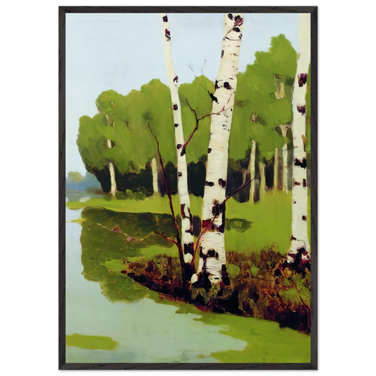 Birches - Arkhyp Kuindzhi 70x100 cm / 28x40 inches Framed Art Print – Black Wooden Frame