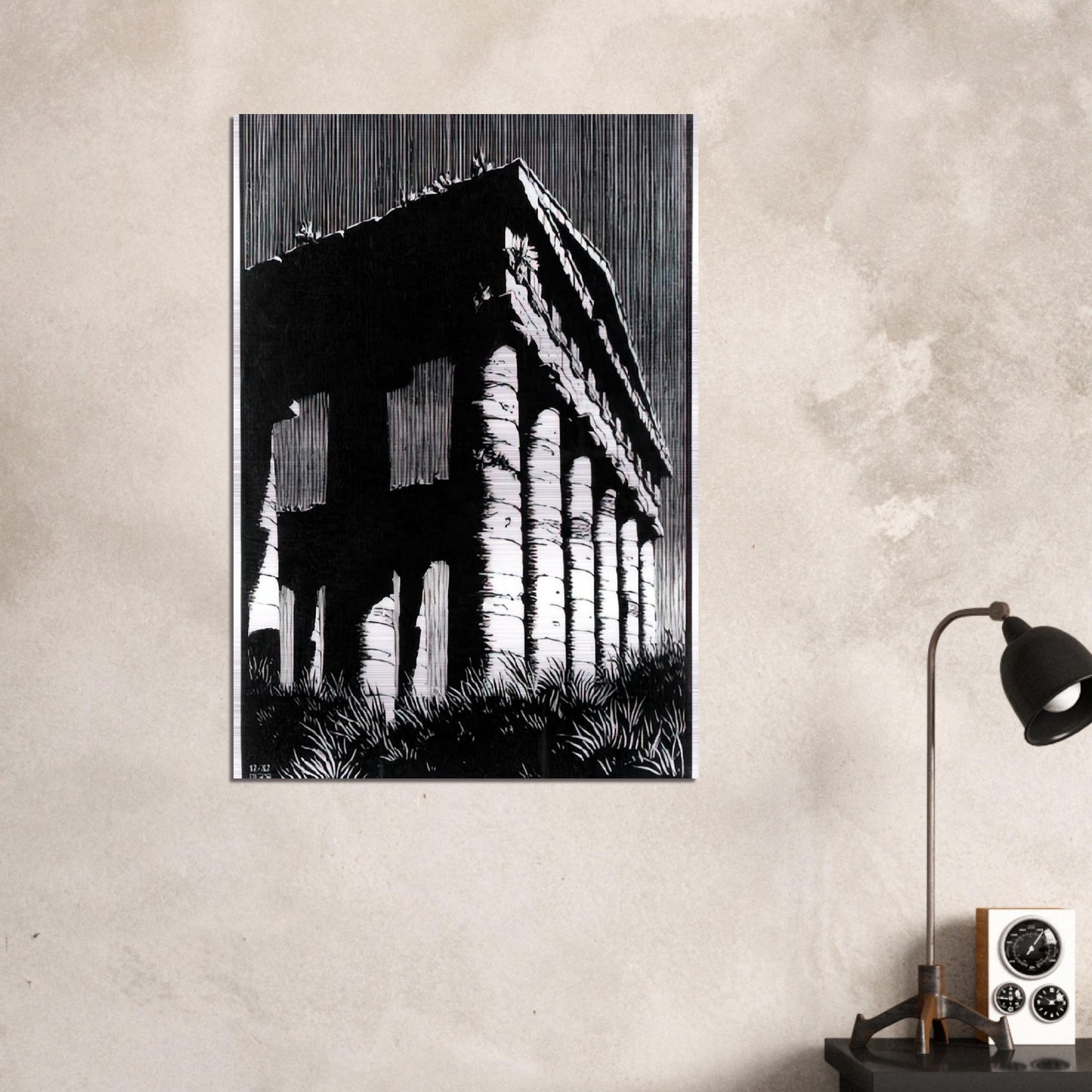 TEMPLE OF SEGESTE SICILY - MC Escher Brushed Aluminum Print - 70x100 cm / 28x40 inches | MC Escher Aluminum Print | MC Escher Prints