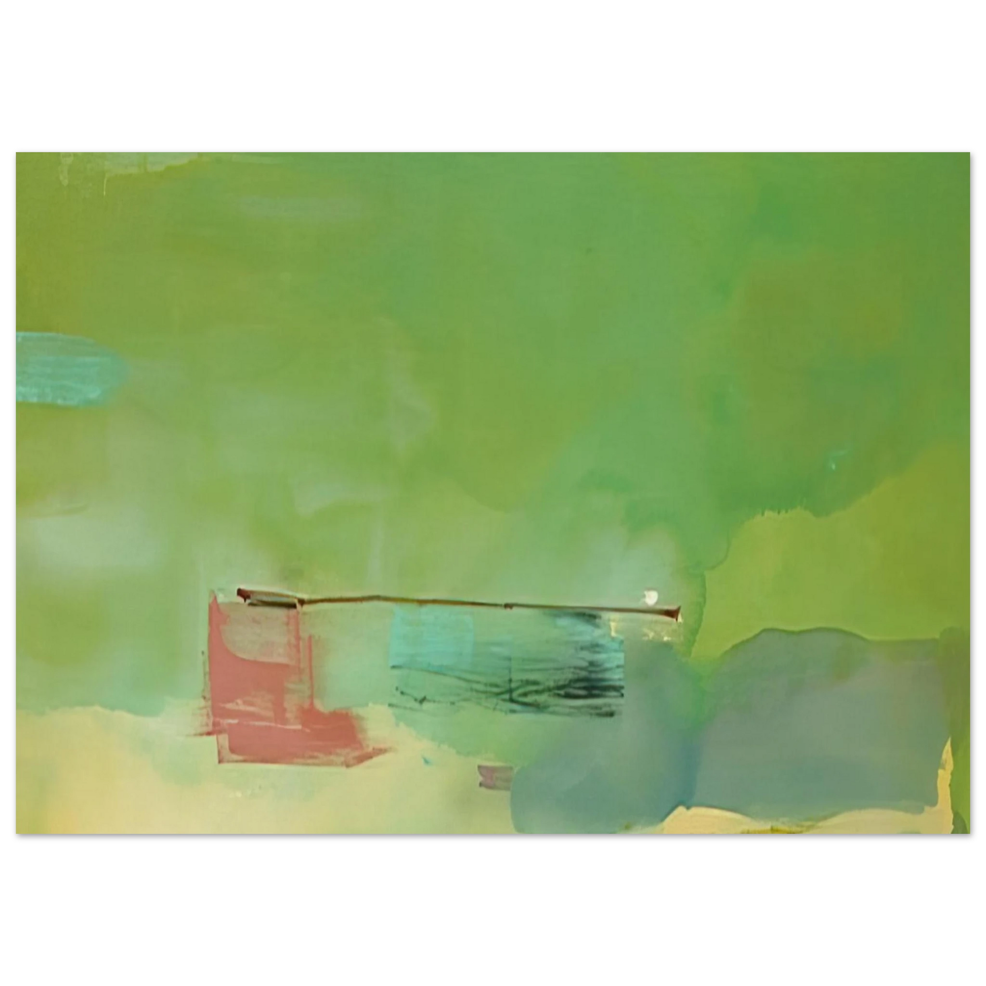 Helen Frankenthaler - Springscape - 1975 Wall art - 21x29.7 cm / 8x12" - Premium Wooden Framed Poster With Fine Art Paper-canvas - Black frame