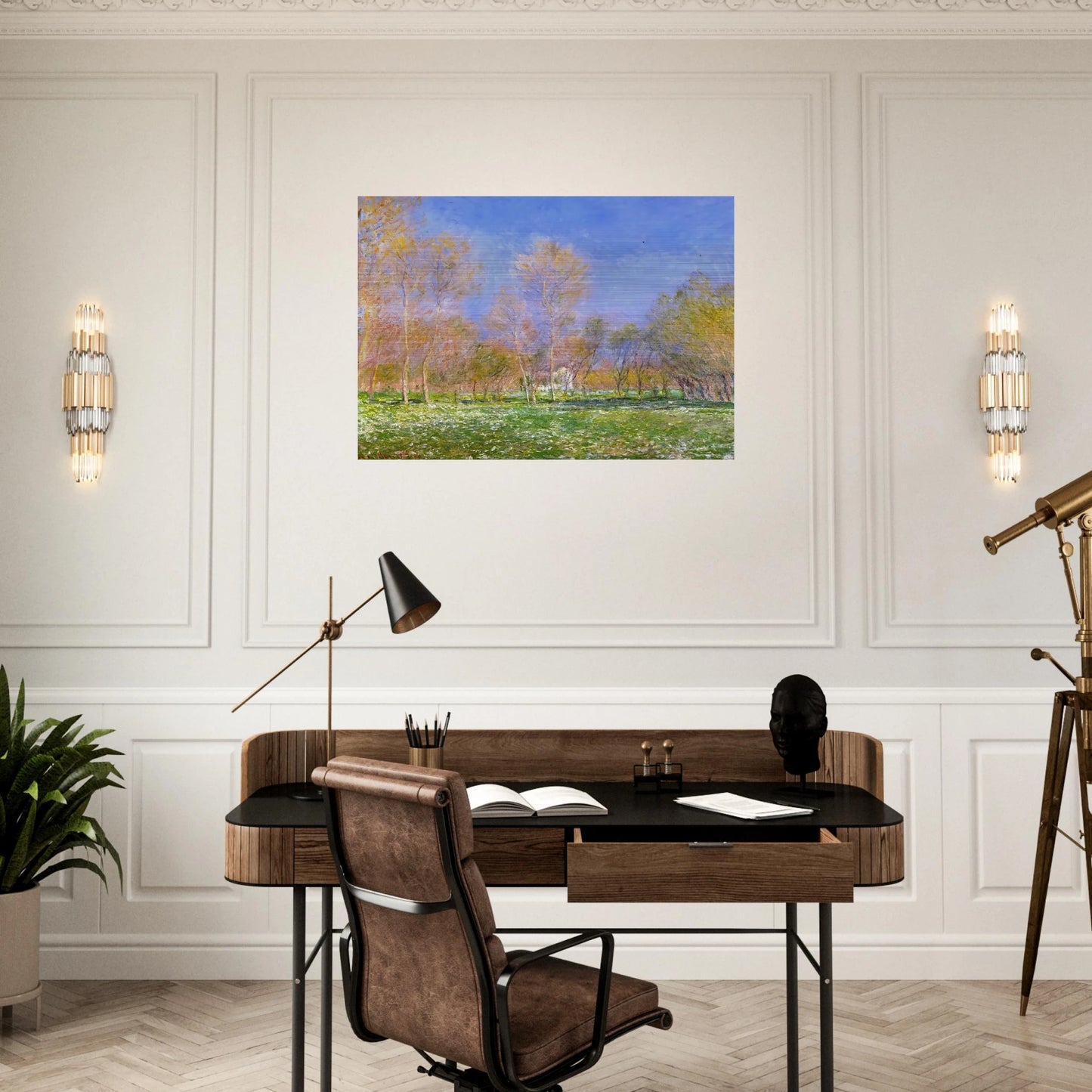 Springtime in Giverny - claude monet Brushed Aluminum Print - 70x100 cm / 28x40 inches | claude monet Aluminum Print | claude monet Prints