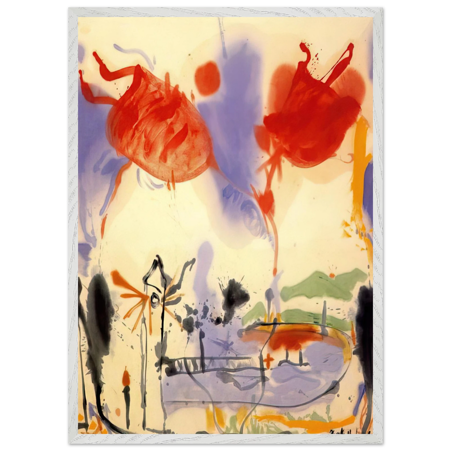 Helen Frankenthaler - Round Trip - 1957 Wall art - A1 (59.4 x 84.1  cm) - Premium Wooden Framed Poster With Fine Art Paper-canvas - Black frame