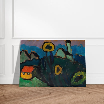 LANDSCHAFT MIT SONNENBLUMEN 1910 - Gabriele Munter Brushed Aluminum Print - 70x100 cm / 28x40 inches | Gabriele Munter Aluminum Print | Gabriele Munter Prints