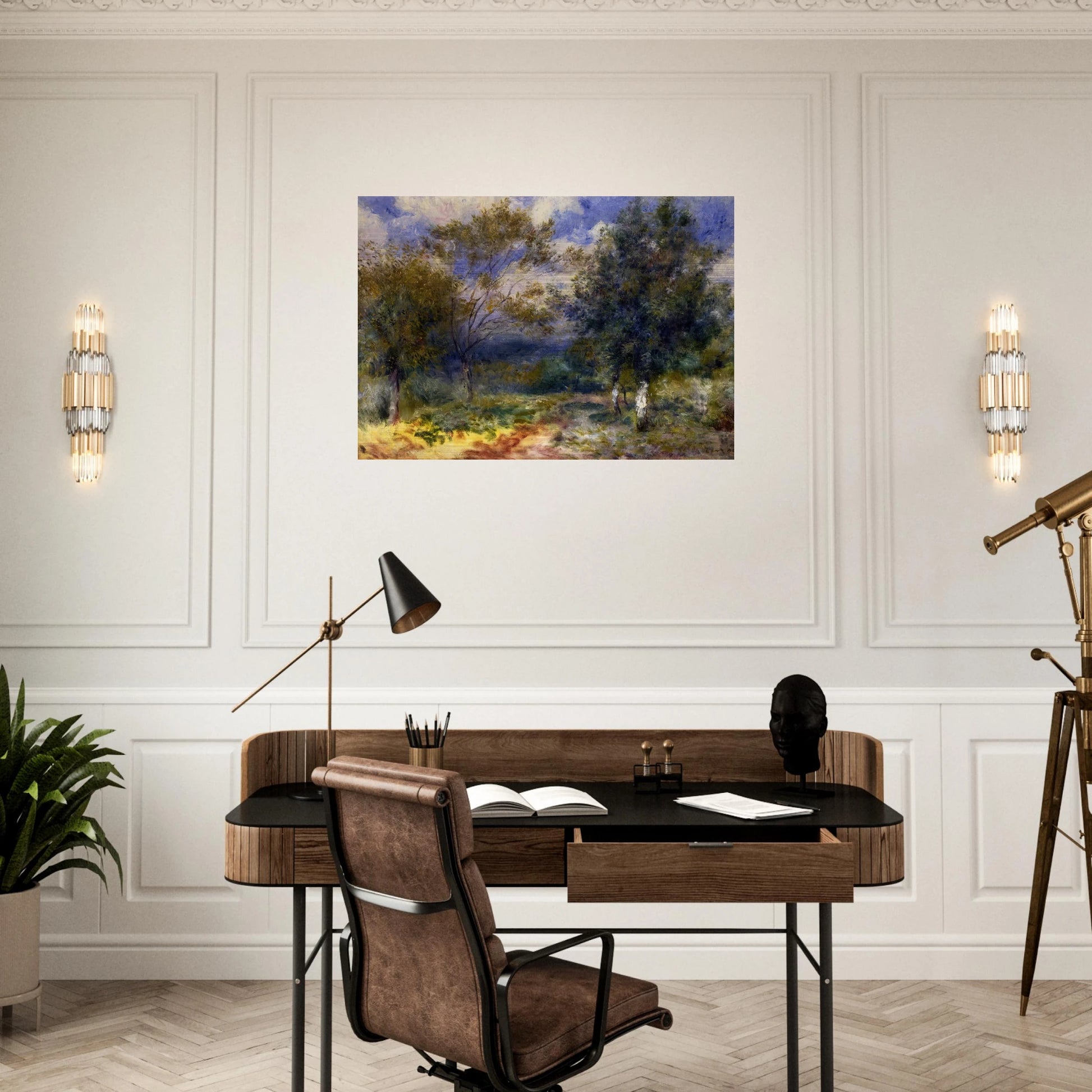 Sunny Landscape - Pierre-Auguste Renoir Brushed Aluminum Print - 70x100 cm / 28x40 inches | Pierre-Auguste Renoir Aluminum Print | Pierre-Auguste Renoir Prints