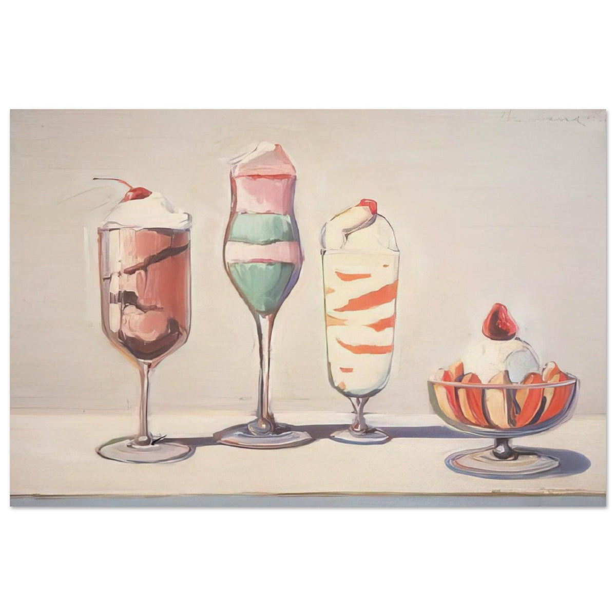 Four Sundaes - Pop Art - Wayne Thiebaud Art Prints - 100x150 cm / 40x60″ inches | Wayne Thiebaud Poster | Wayne Thiebaud Prints