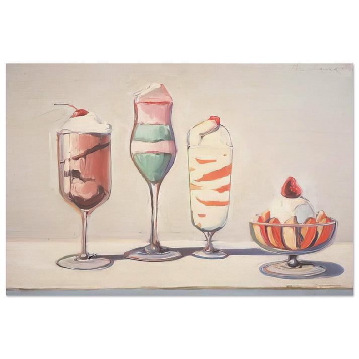 Four Sundaes - Pop Art - Wayne Thiebaud Art Prints - 100x150 cm / 40x60″ inches | Wayne Thiebaud Poster | Wayne Thiebaud Prints