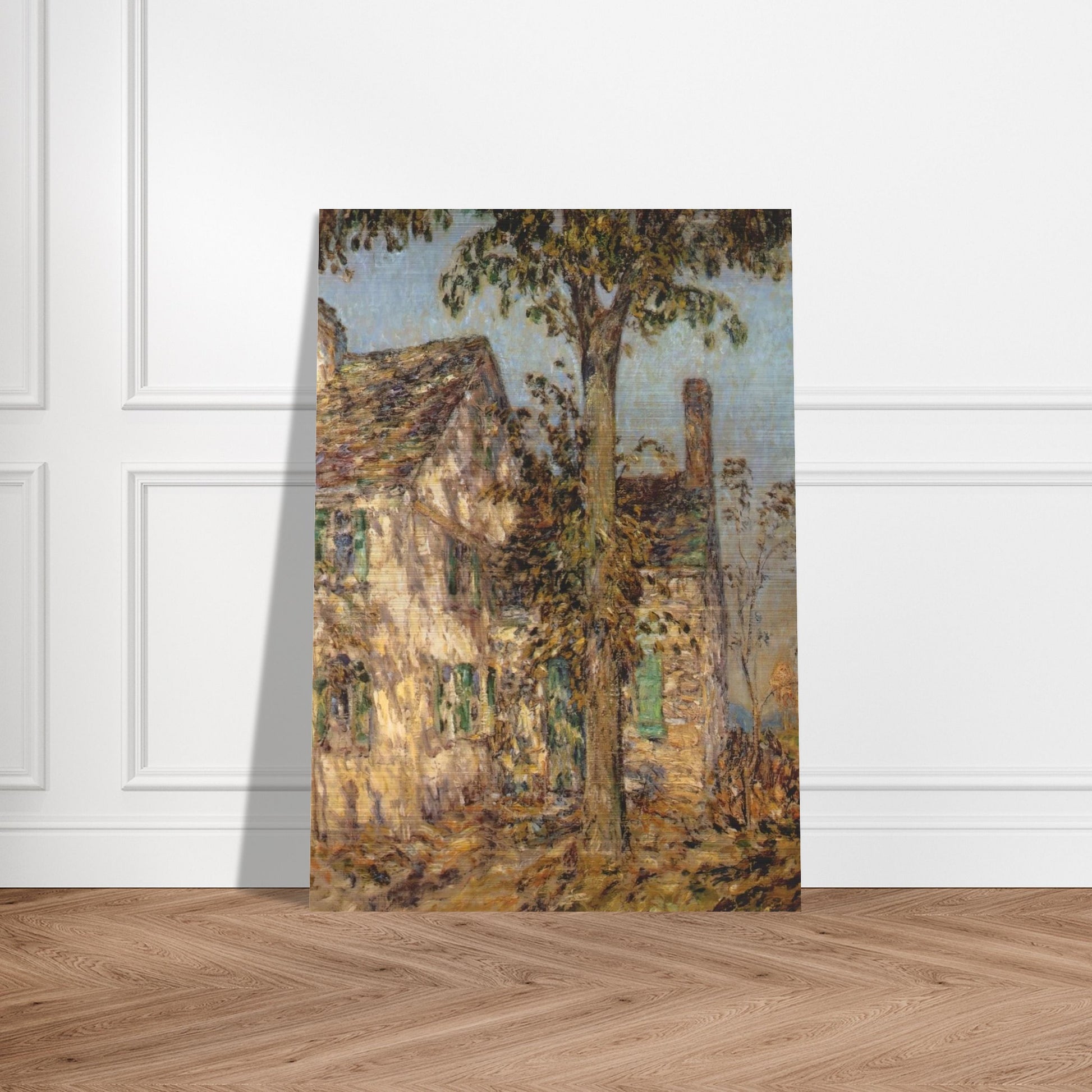 Sunlight on an Old House, Putnam - Childe Hassam Brushed Aluminum Print - 70x100 cm / 28x40 inches | Childe Hassam Aluminum Print | Childe Hassam Prints