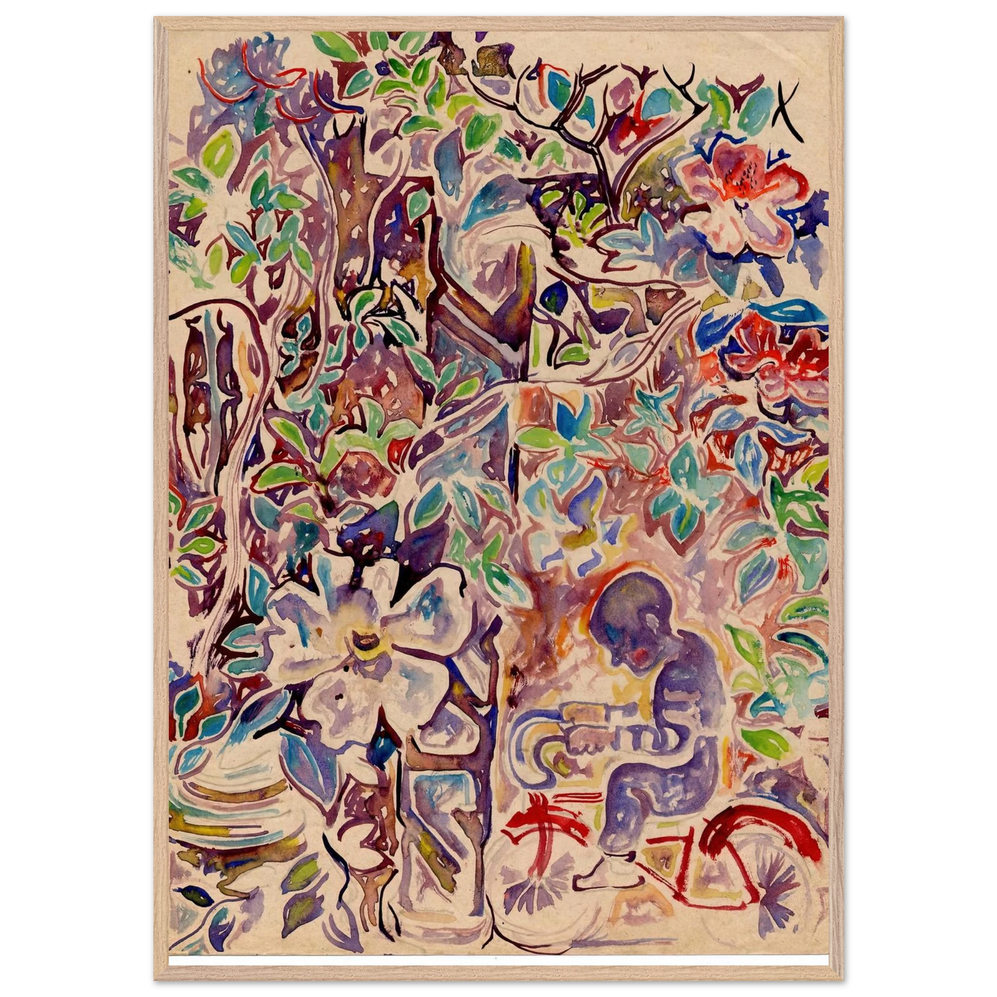 Walter Inglis Anderson - Walter Anderson Wall art - 28x43  cm / XL (11x17 inches) - Premium Wooden Framed Poster With Fine Art Paper-canvas - Black frame