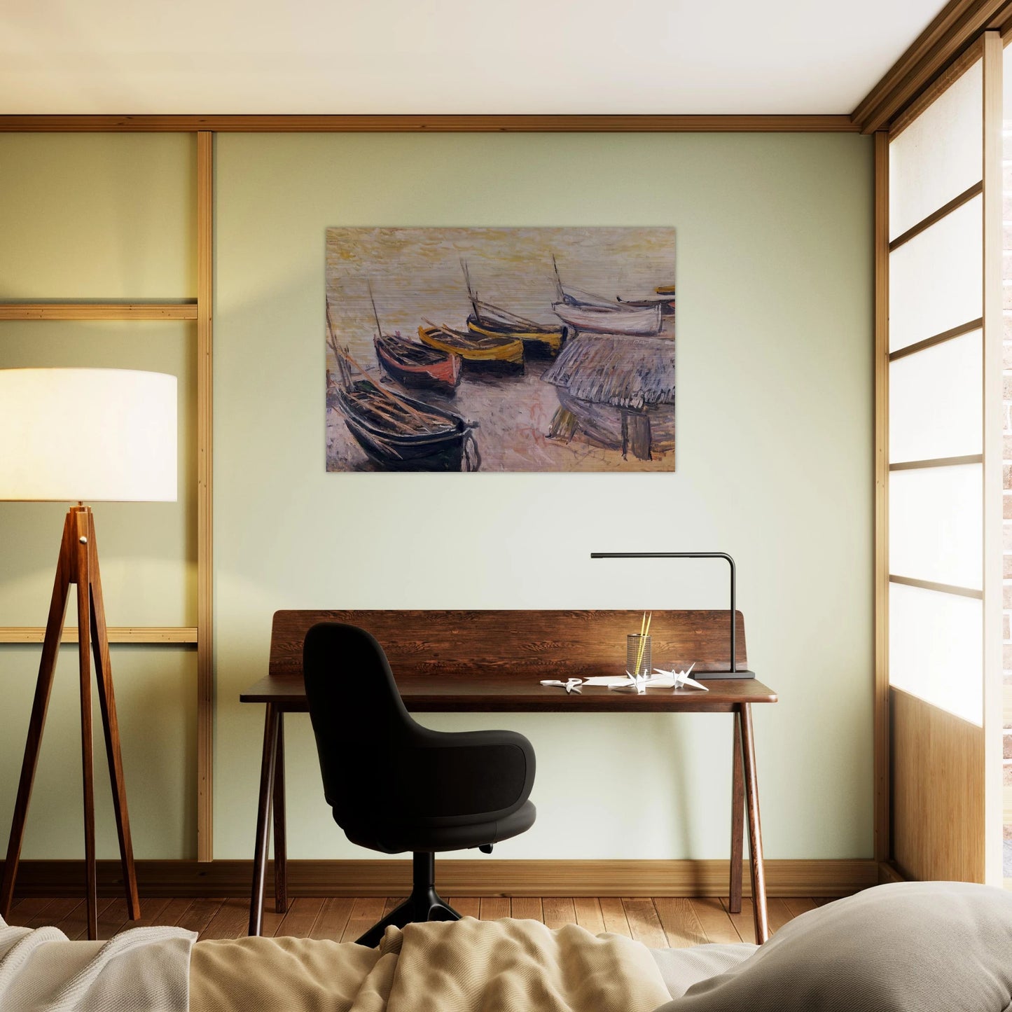 Boats on the Beach - claude monet Brushed Aluminum Print - 70x100 cm / 28x40 inches | claude monet Aluminum Print | claude monet Prints