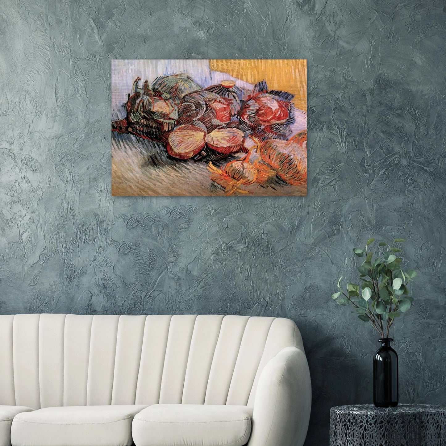 Still Life with Red Cabbages and Onions - Vincent van Gogh Brushed Aluminum Print - 70x100 cm / 28x40 inches | Vincent van Gogh Aluminum Print | Vincent van Gogh Prints
