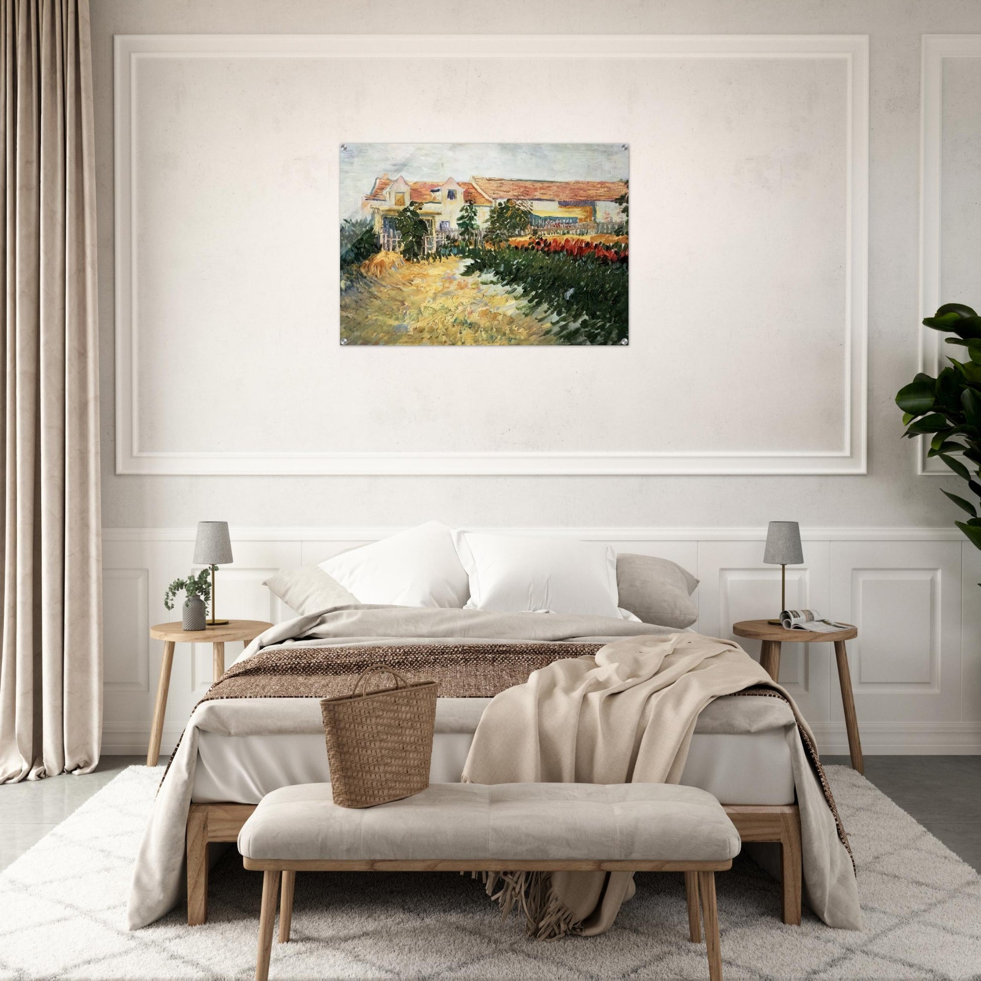 House with sunflowers - Vincent van Gogh Acrylic Print - 70x100 cm / 28x40″ inches
