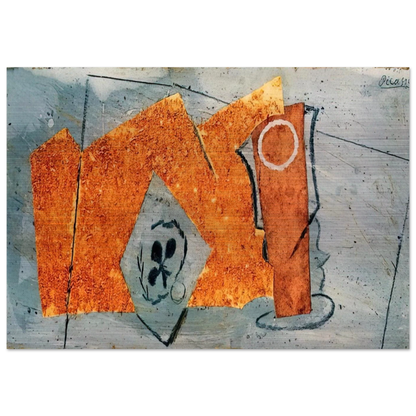 Playing Card and Glass - 1914 - Pablo Picasso Brushed Aluminum Print - 70x100 cm / 28x40 inches | Pablo Picasso Aluminum Print | Pablo Picasso Prints