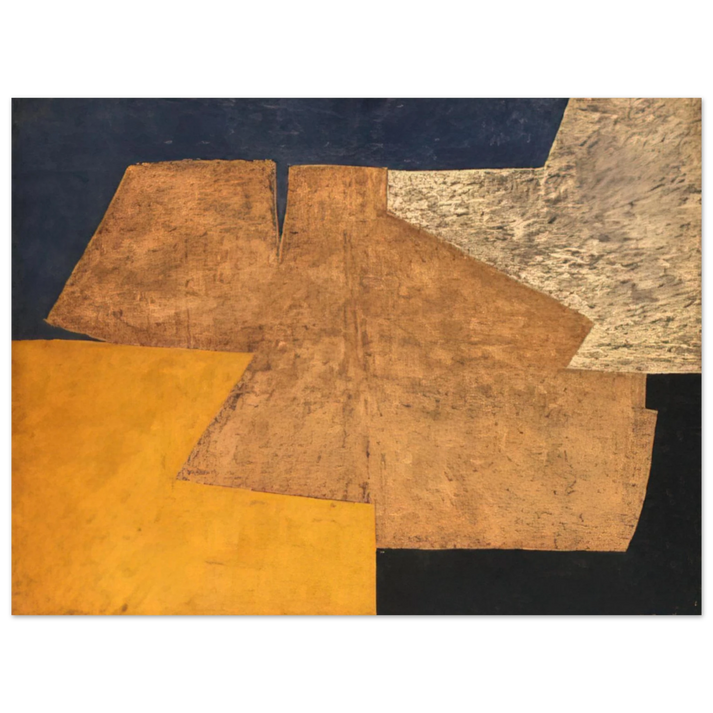 Serge Poliakoff - Composition jaune, mauve, bleu et noir La table d'or - 1952  75x100 cm / 30x40inches Fine Art Poster