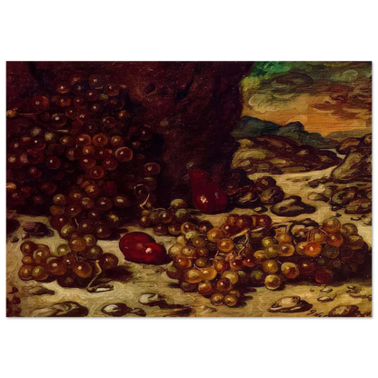STILL LIFE WITH ROCKY LANDSCAPE 1942 - Giorgio de Chirico Brushed Aluminum Print - 70x100 cm / 28x40 inches | Giorgio de Chirico Aluminum Print | Giorgio de Chirico Prints