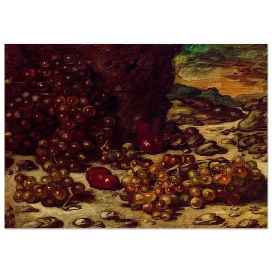 STILL LIFE WITH ROCKY LANDSCAPE 1942 - Giorgio de Chirico Brushed Aluminum Print - 70x100 cm / 28x40 inches | Giorgio de Chirico Aluminum Print | Giorgio de Chirico Prints