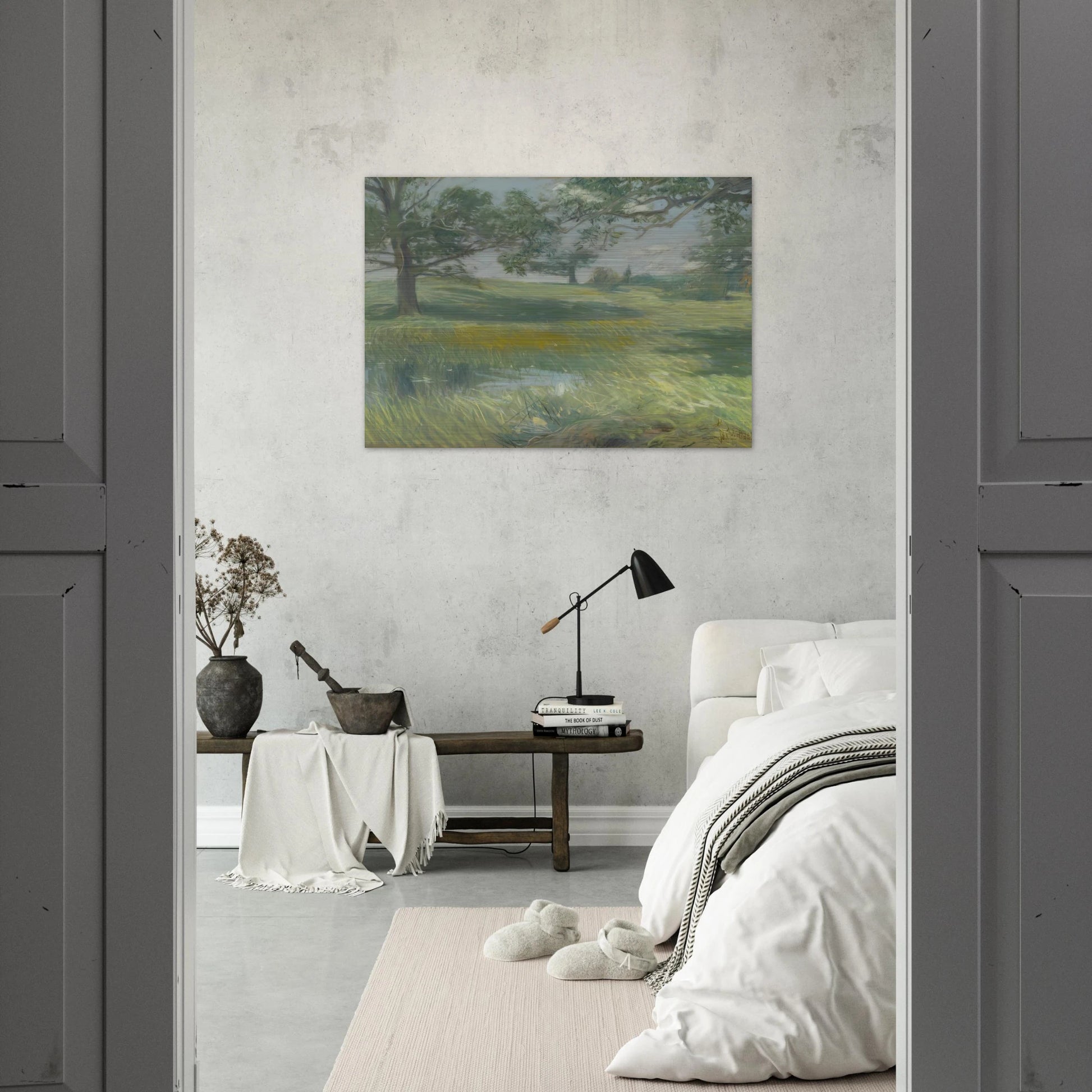 Meadows - Childe Hassam Brushed Aluminum Print - 70x100 cm / 28x40 inches | Childe Hassam Aluminum Print | Childe Hassam Prints